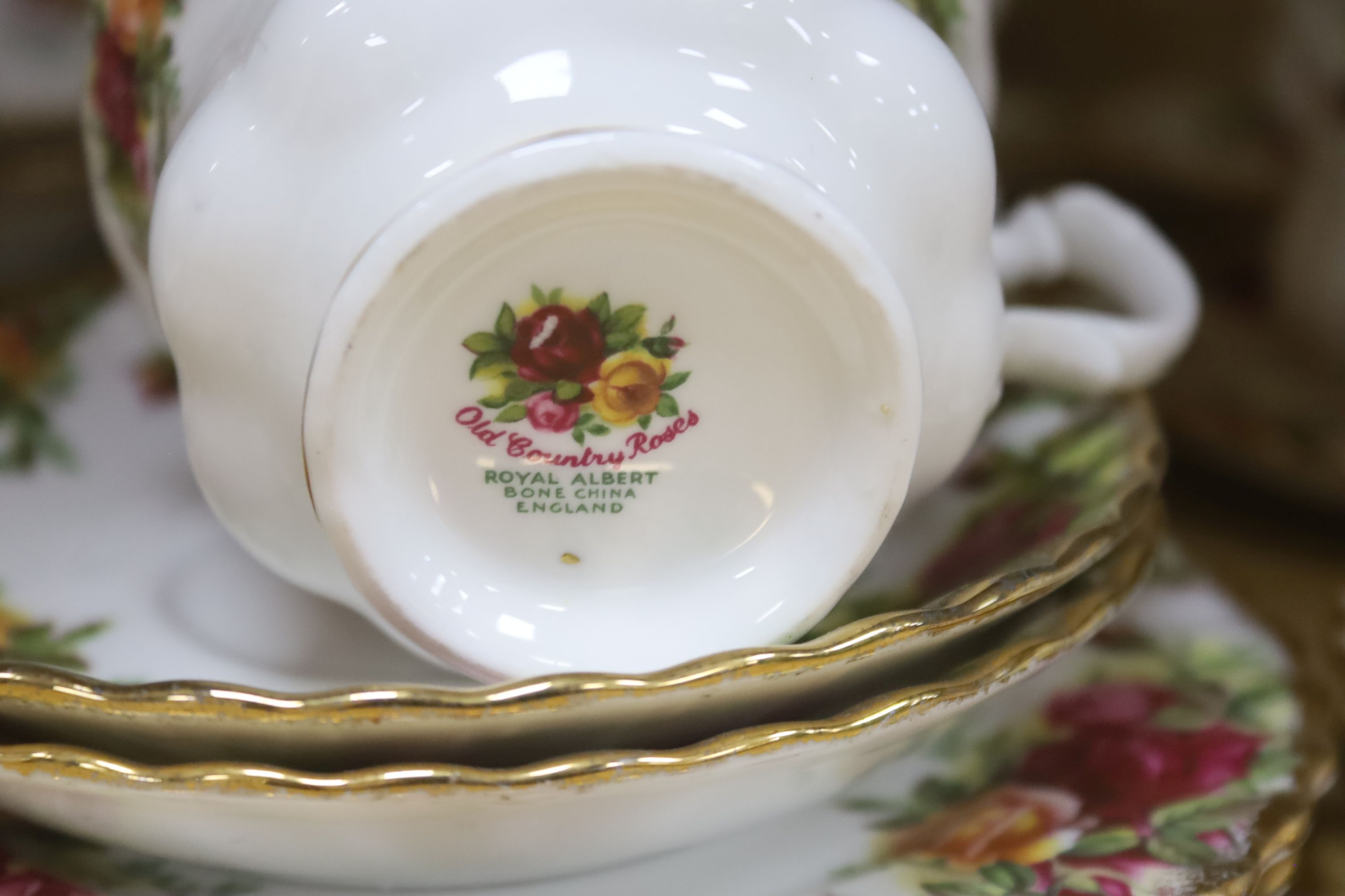 A Royal Albert Old Country Roses part tea and coffee set, together with Elfin